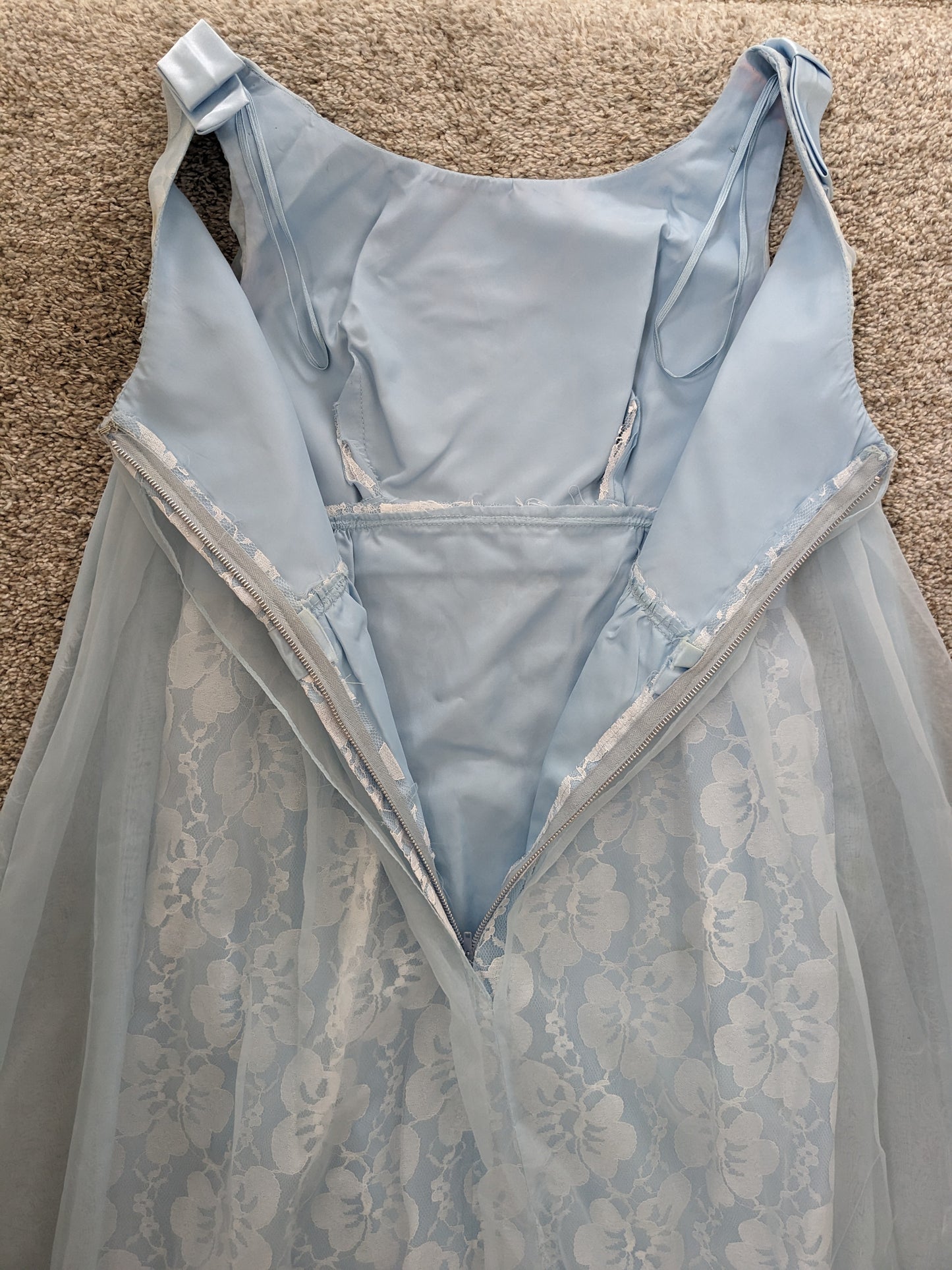 1960s powder blue lace dress with cape