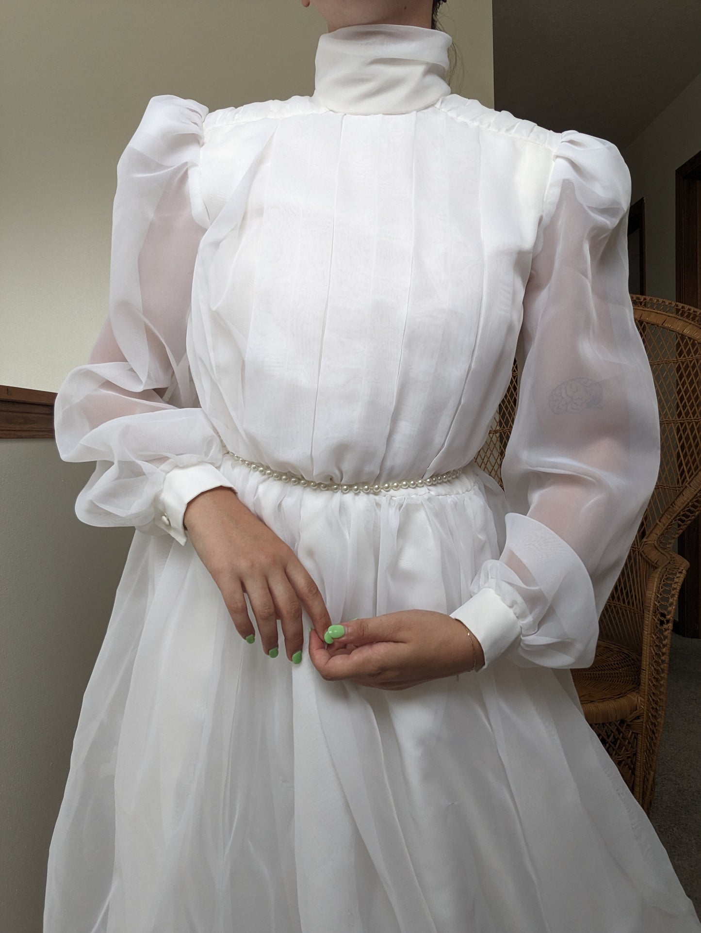 1960s balloon sleeve wedding gown