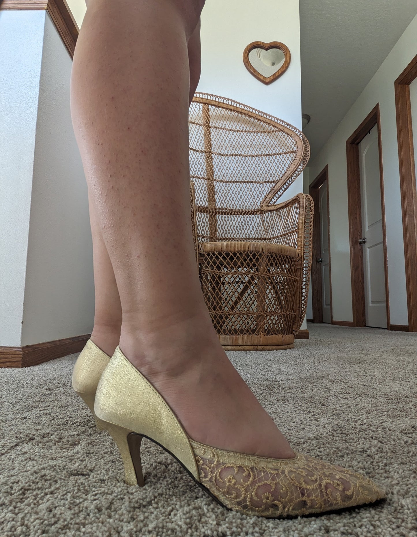 1980s gold and mesh heels