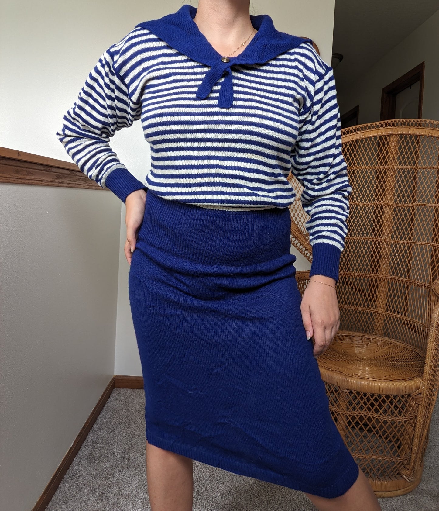 1980s sailor sweater dress