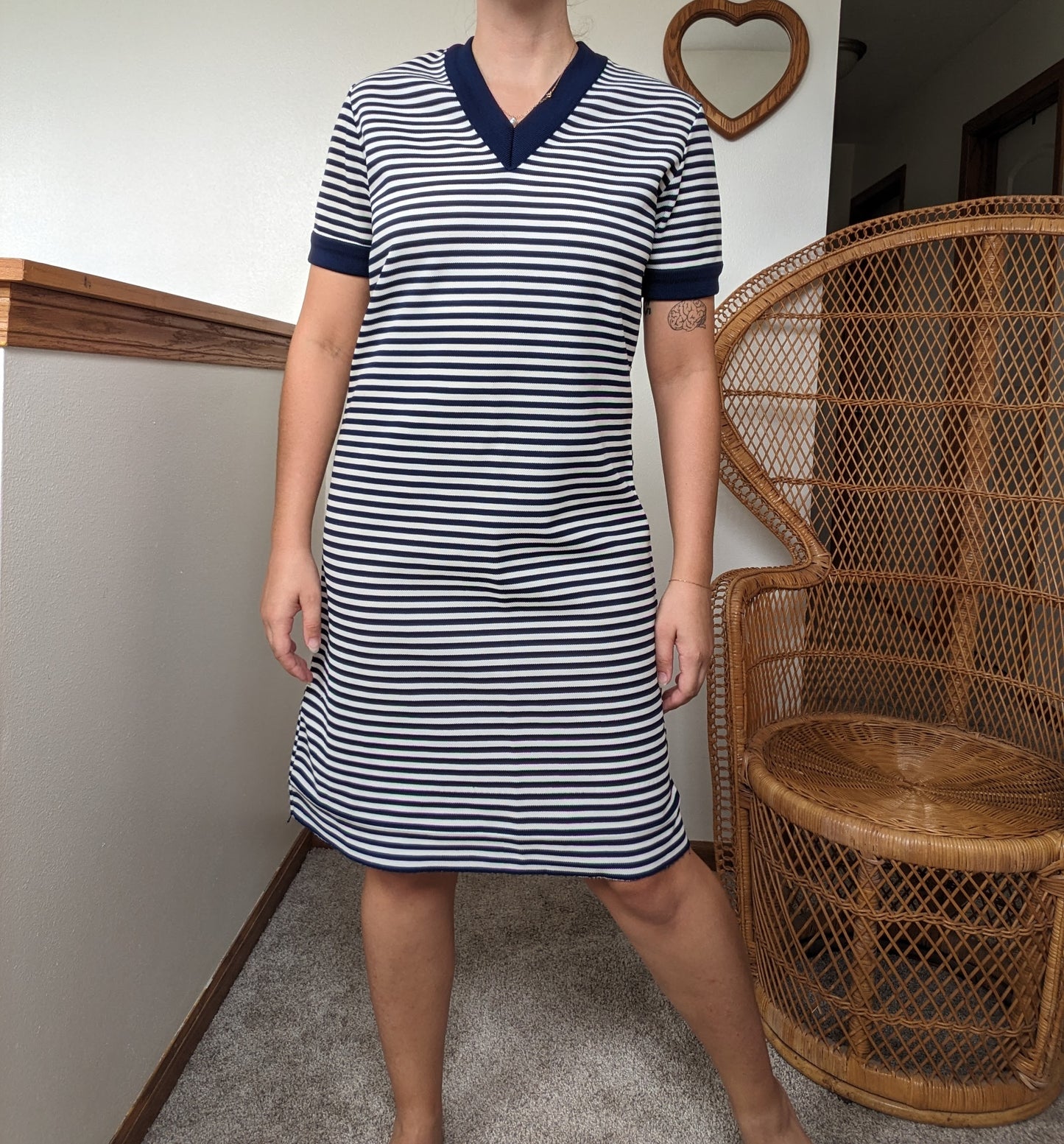 1970s nautical striped dress