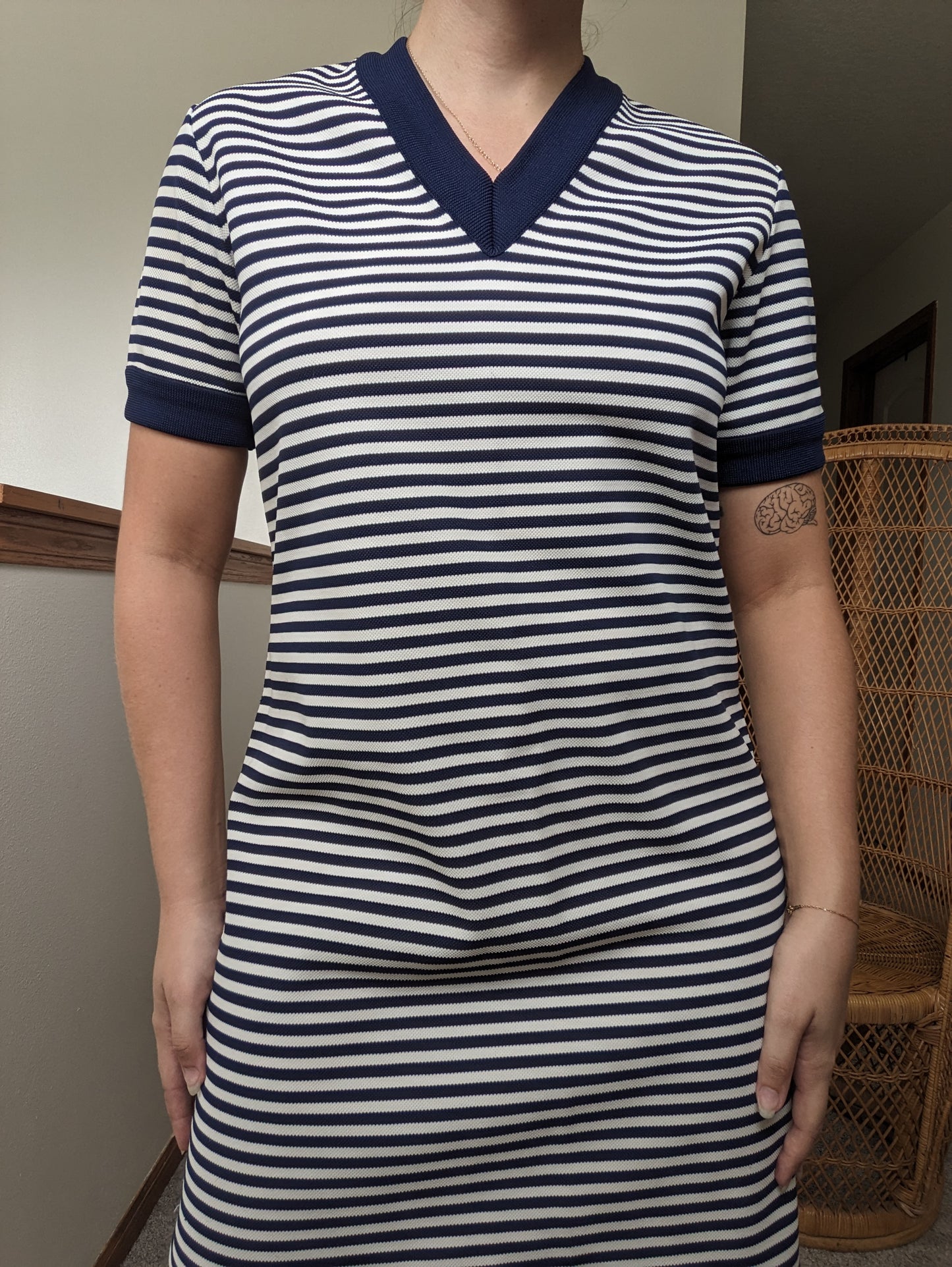 1970s nautical striped dress