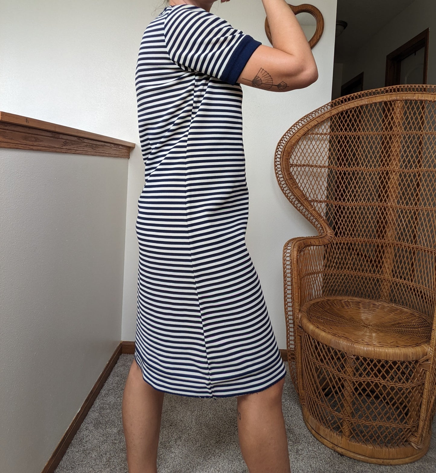 1970s nautical striped dress