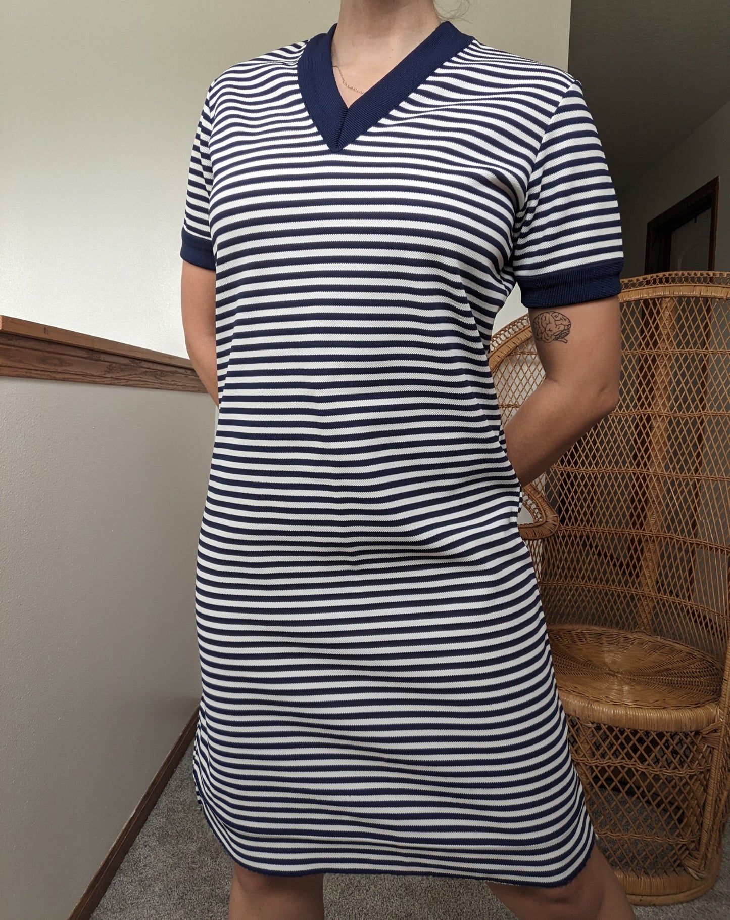 1970s nautical striped dress