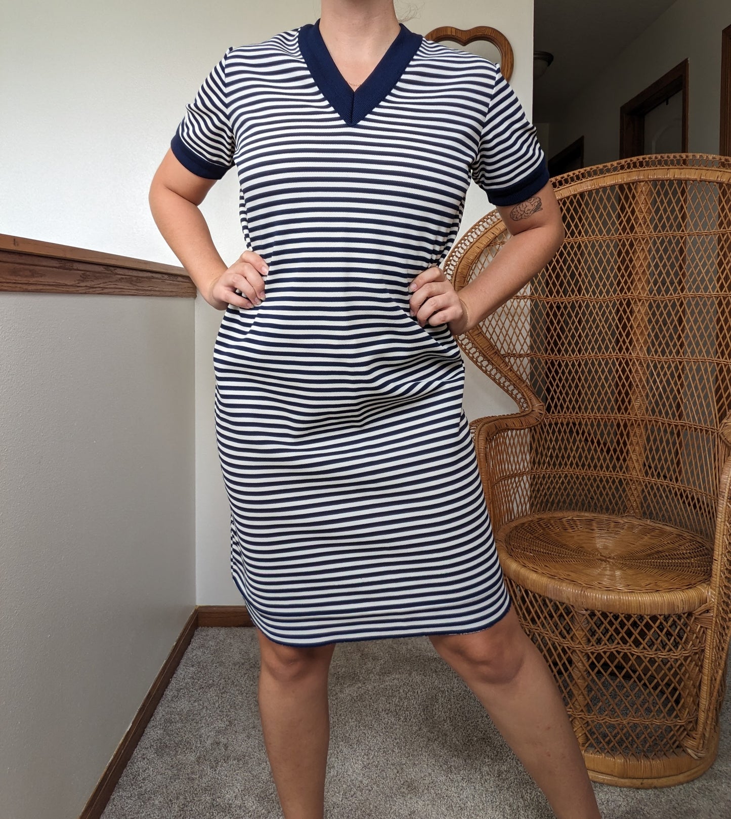 1970s nautical striped dress