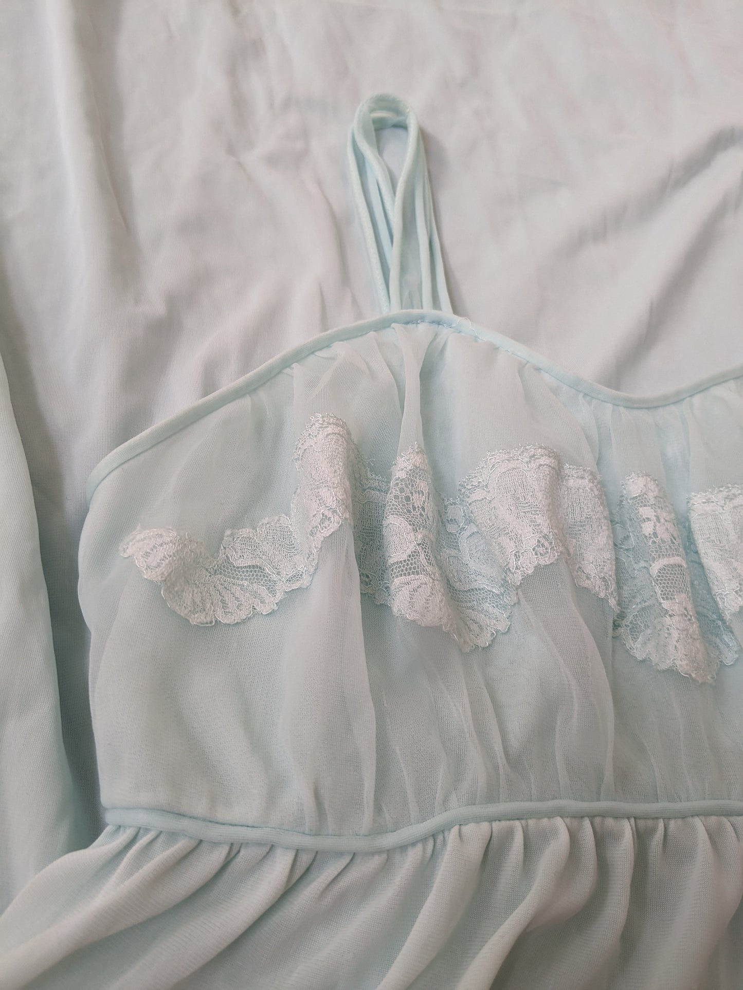 1970s powder blue babydoll slip