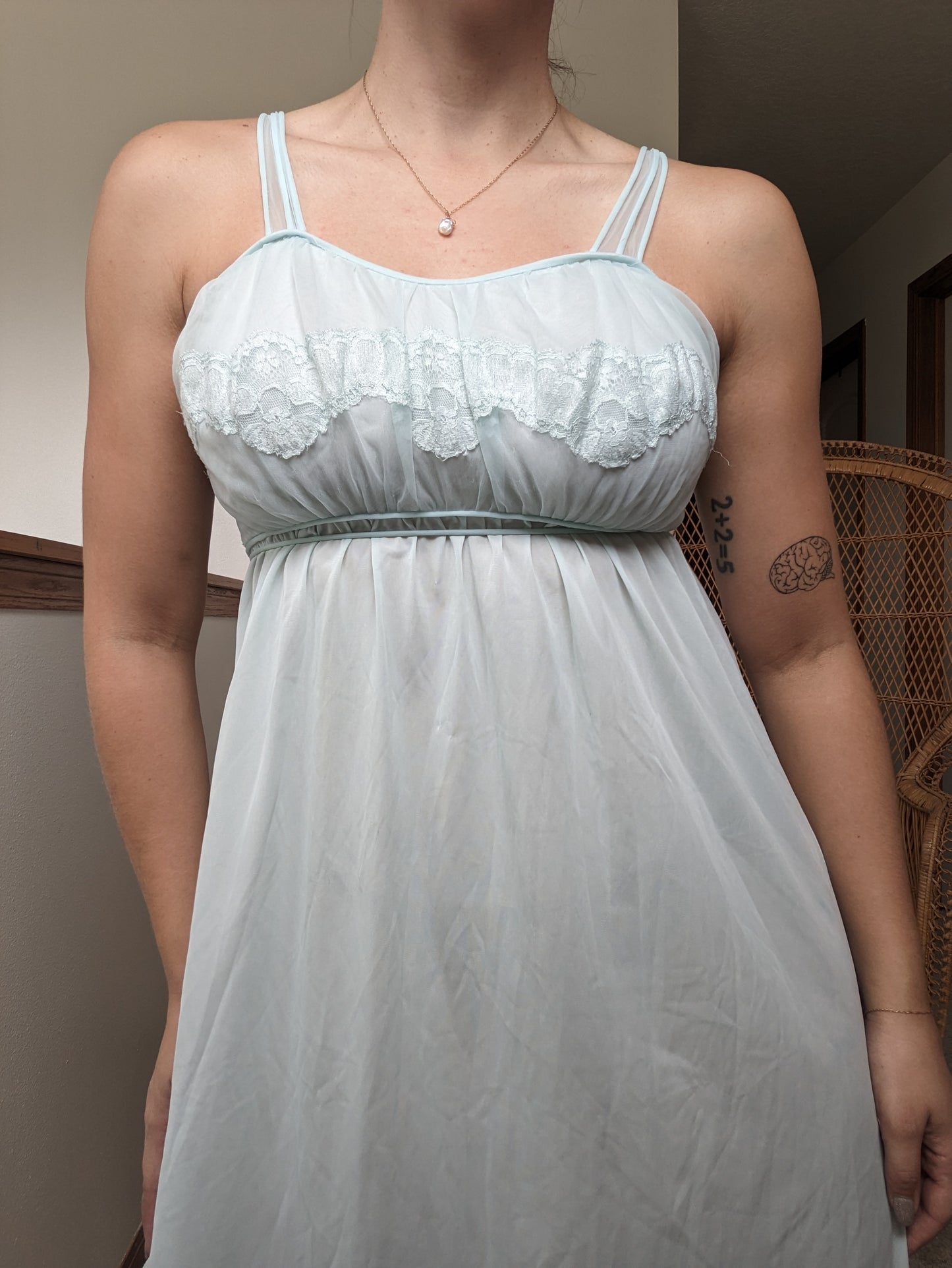 1970s powder blue babydoll slip