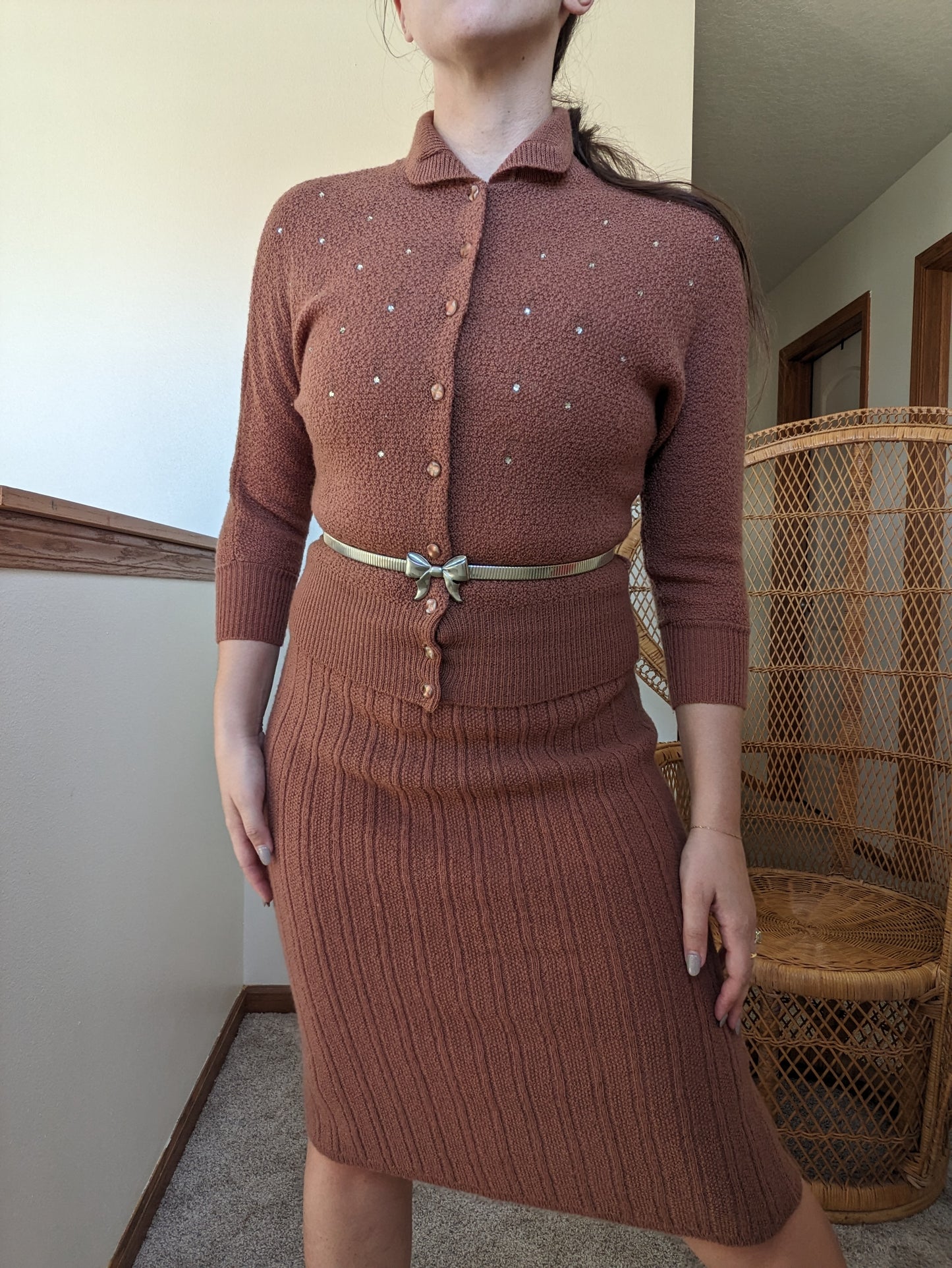 1940s cinnamon sweater set