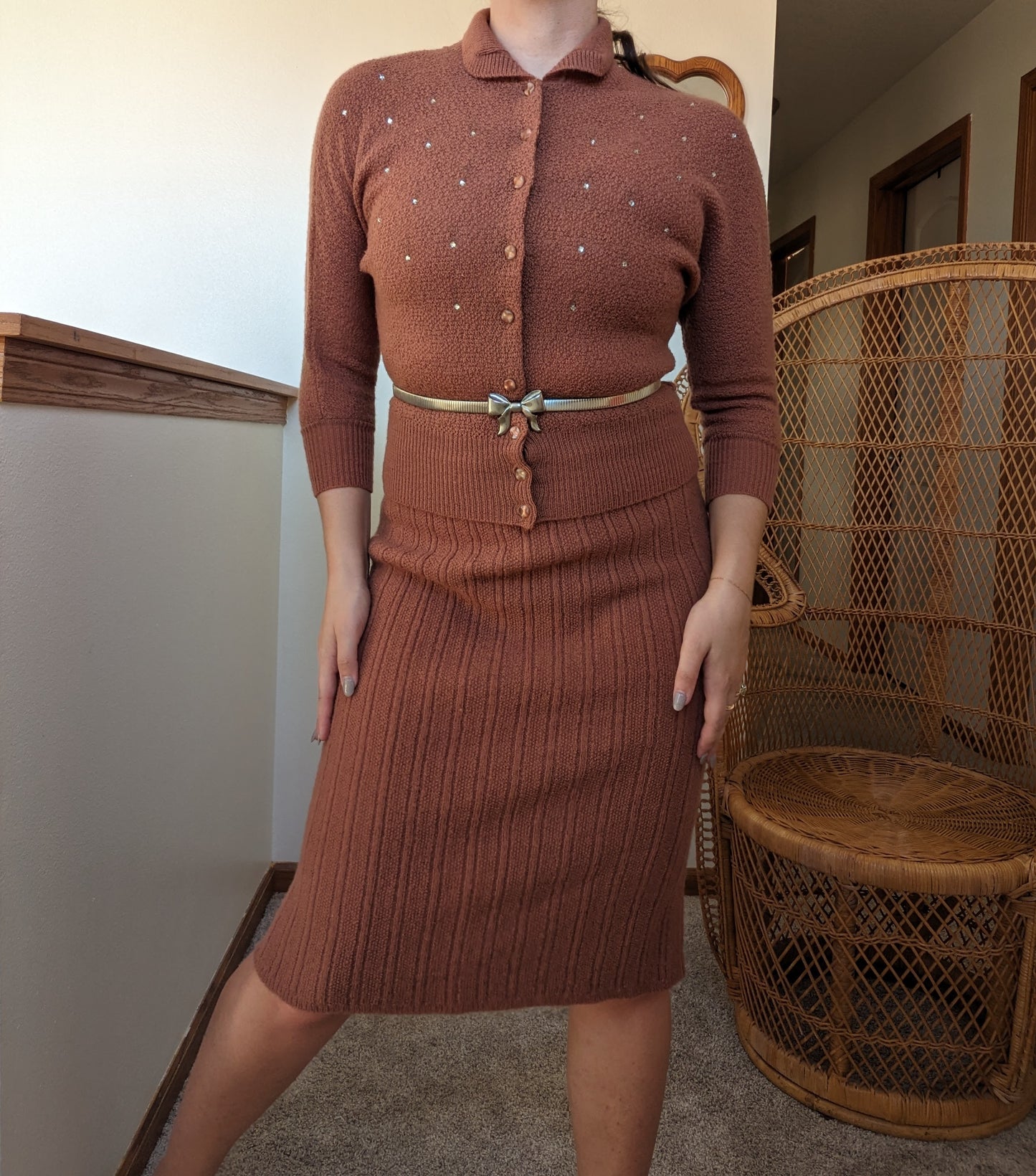 1940s cinnamon sweater set