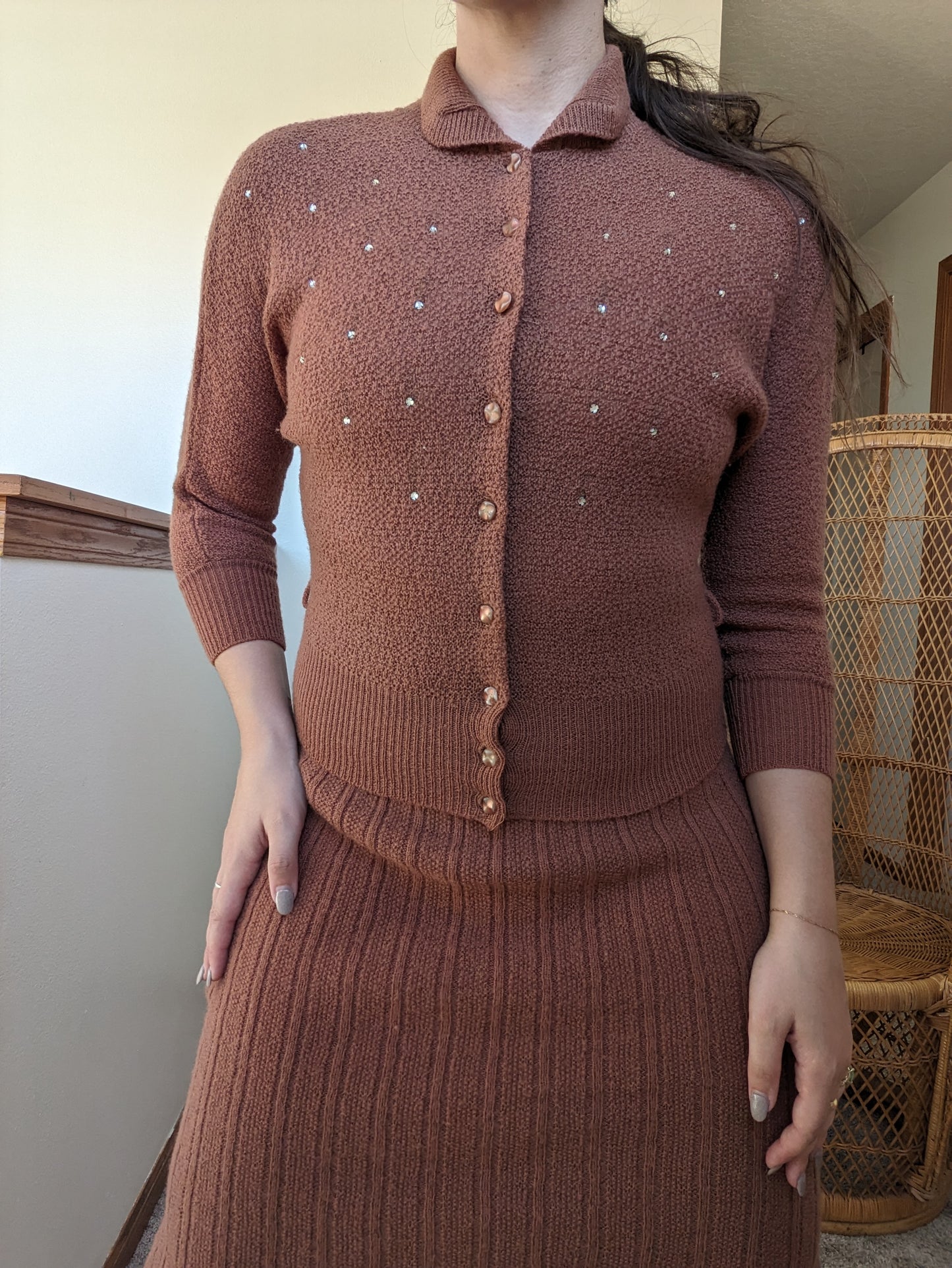 1940s cinnamon sweater set