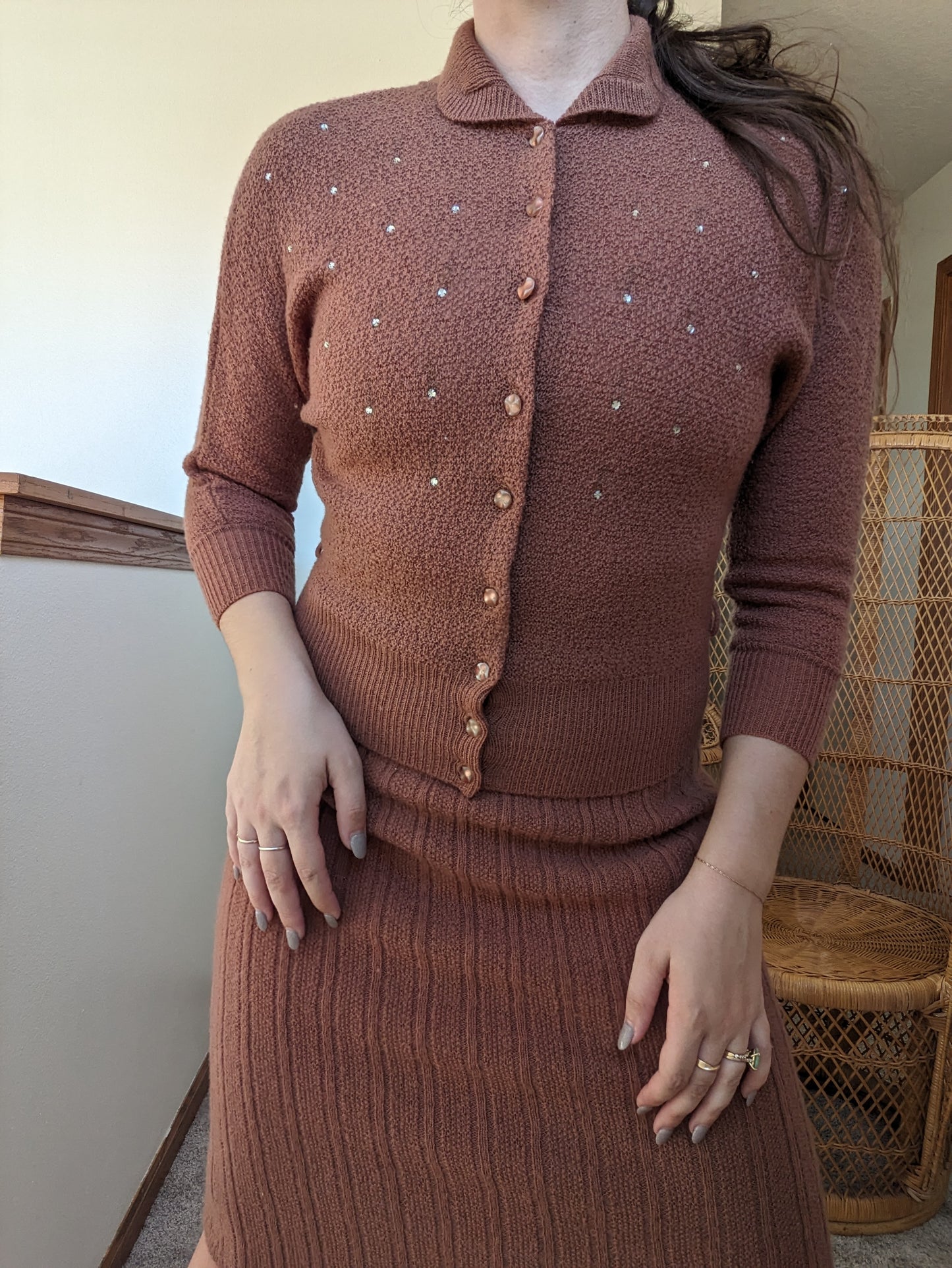 1940s cinnamon sweater set