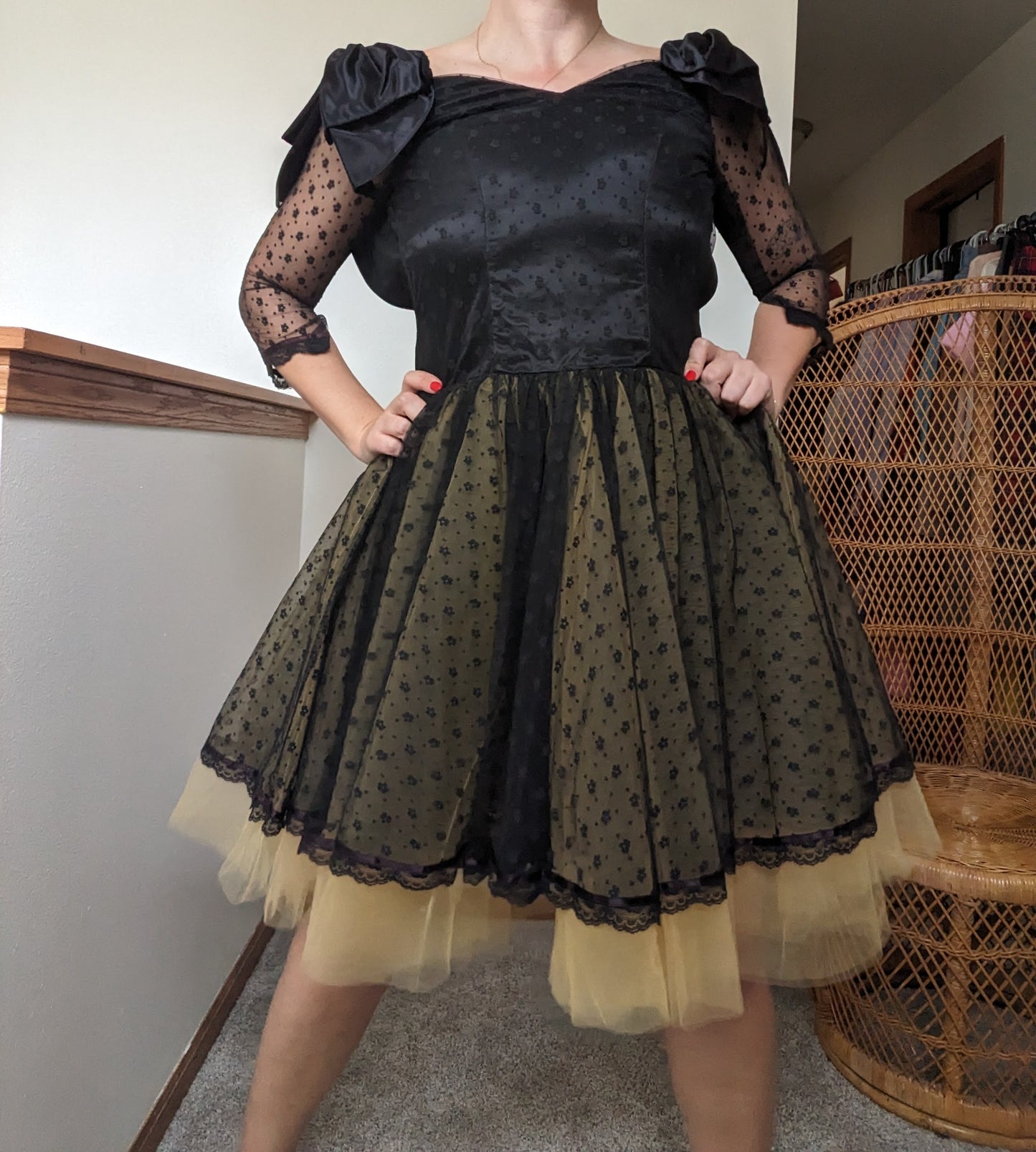 1980s lace and tulle party dress