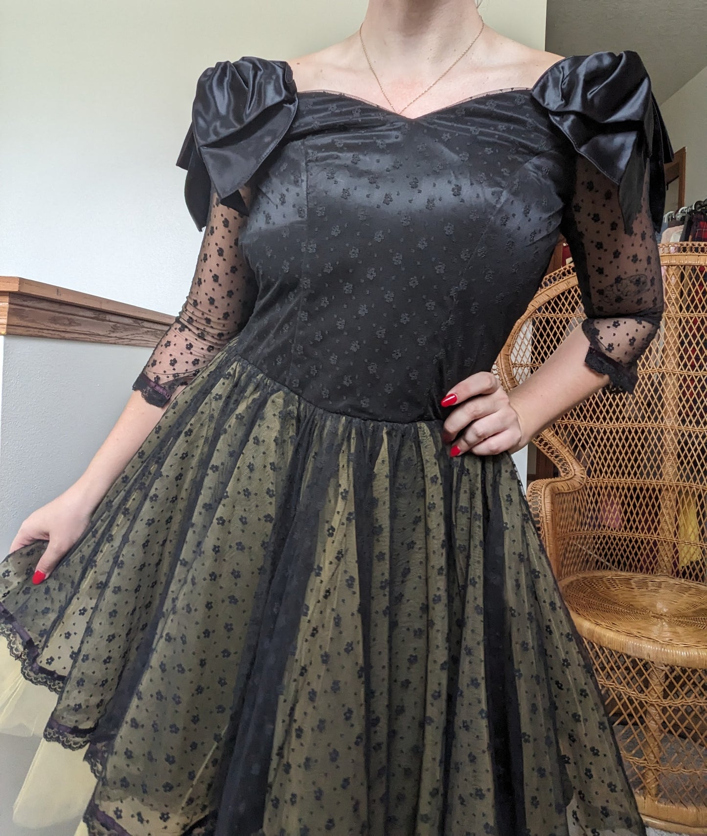 1980s lace and tulle party dress