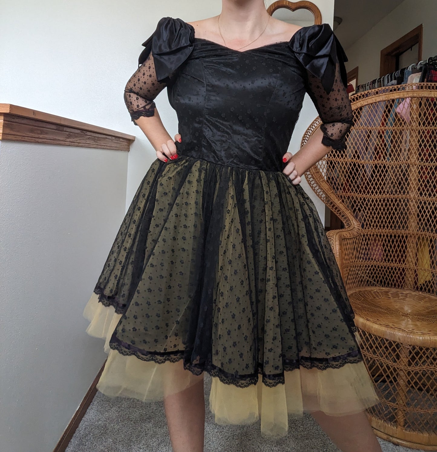 1980s lace and tulle party dress