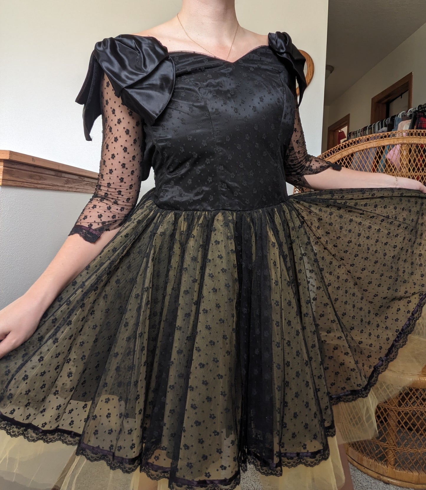 1980s lace and tulle party dress