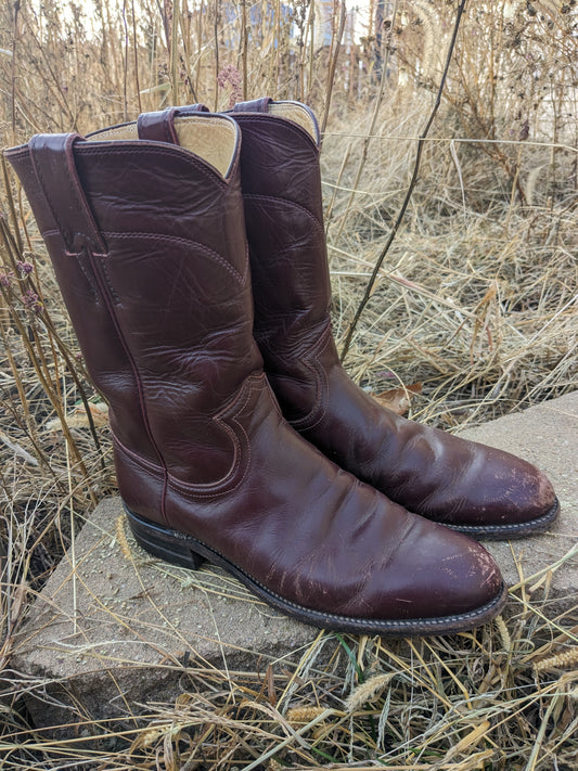 1970s burgundy Justin cowboy boots