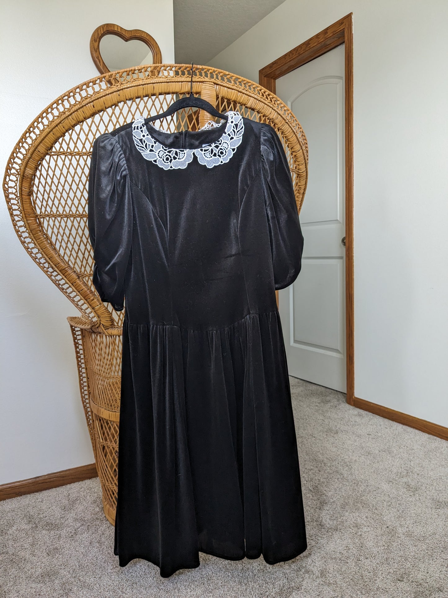 1980s black velvet dress