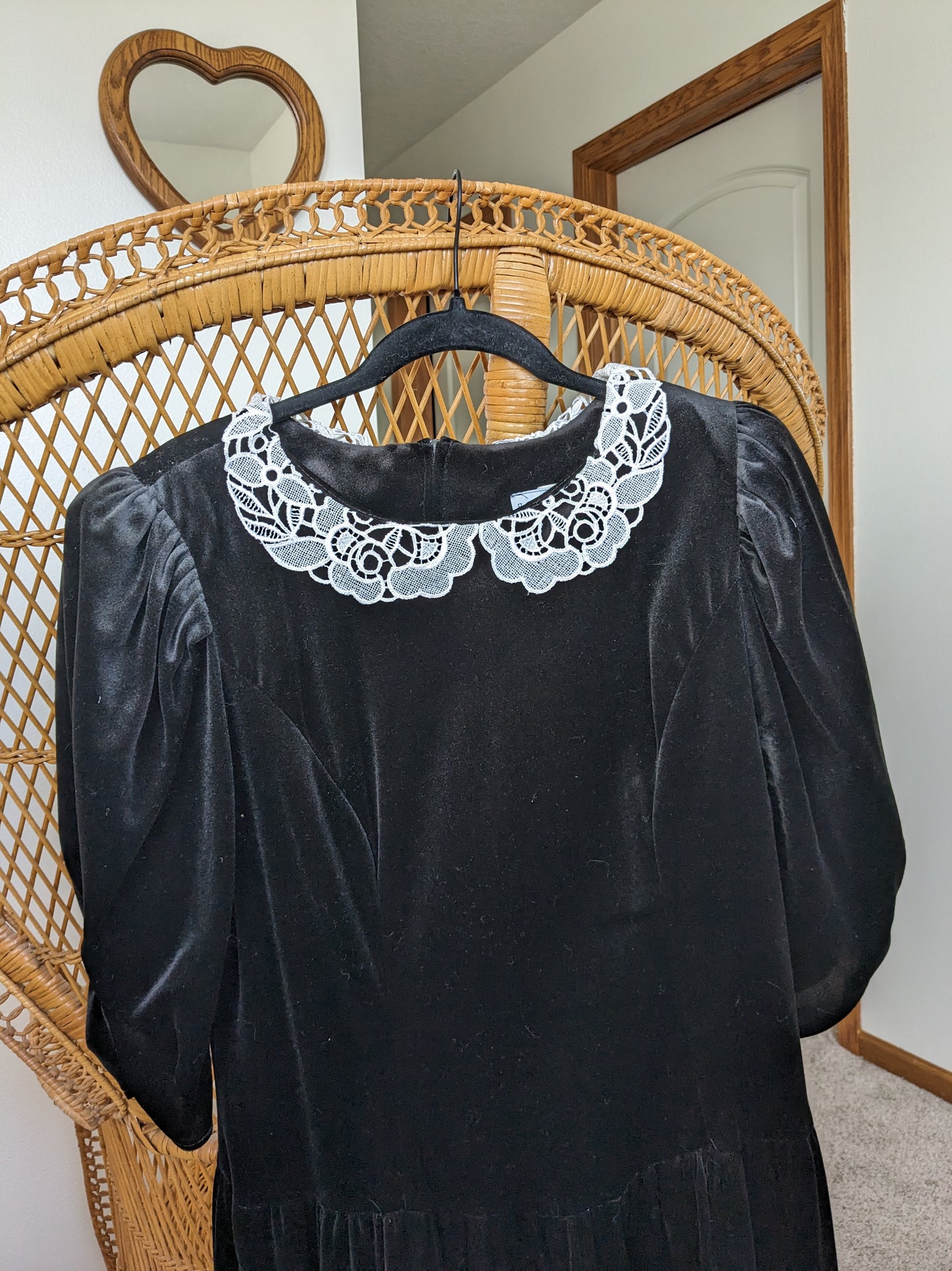 1980s black velvet dress