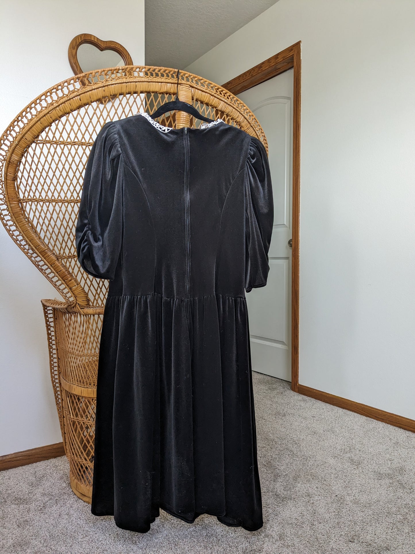 1980s black velvet dress