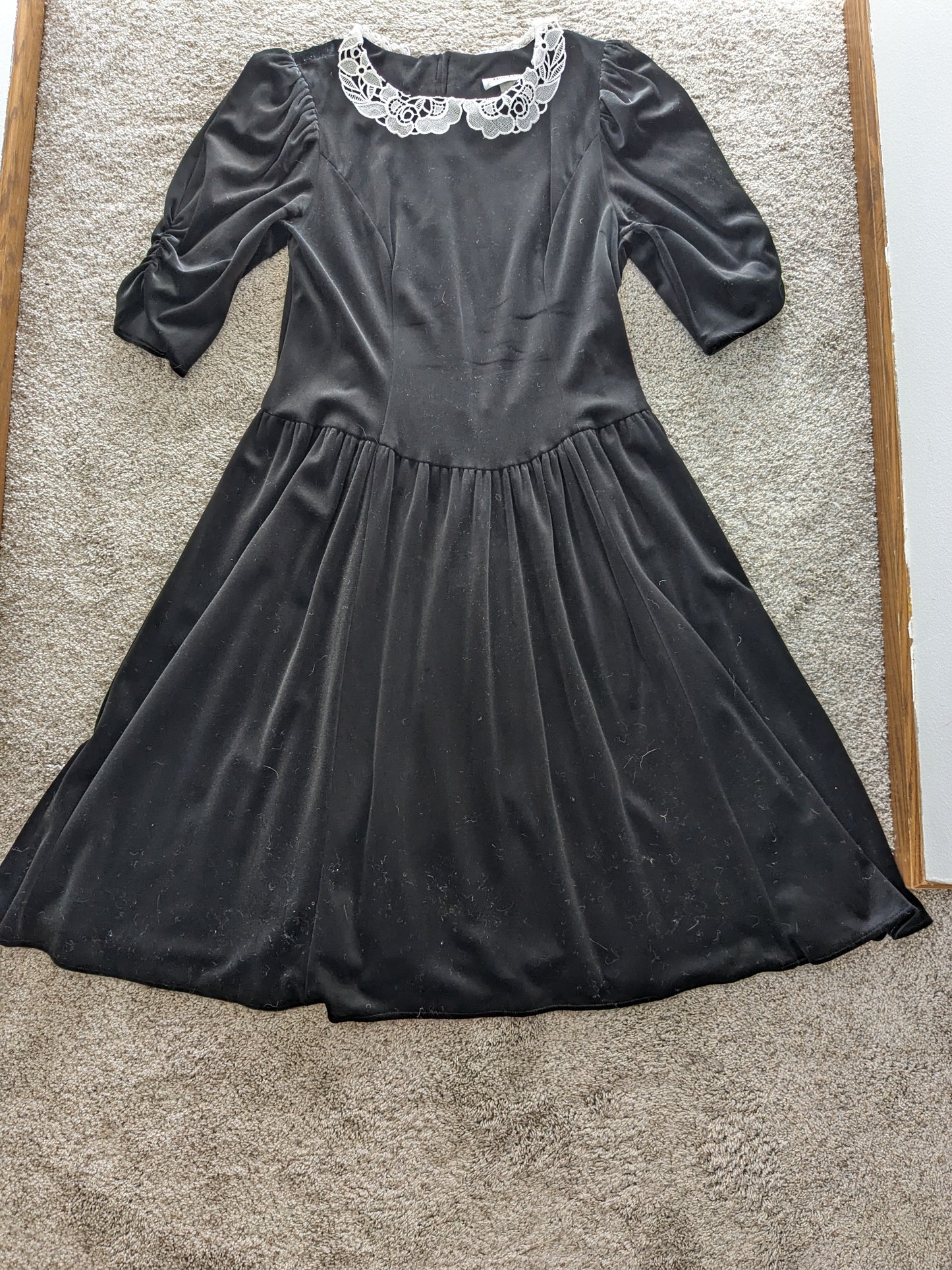 1980s black velvet dress