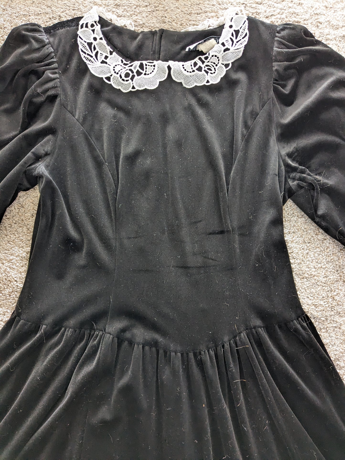 1980s black velvet dress