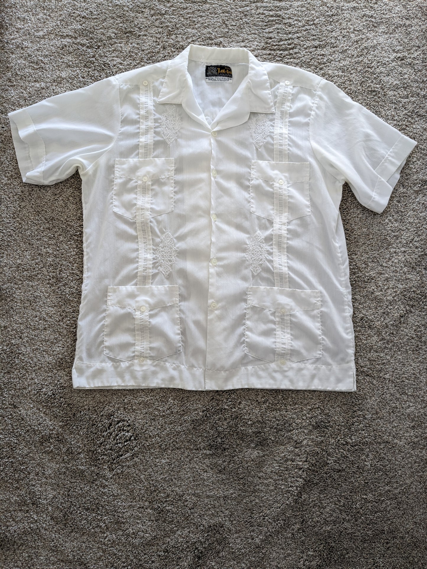 1970s embroidered white button down