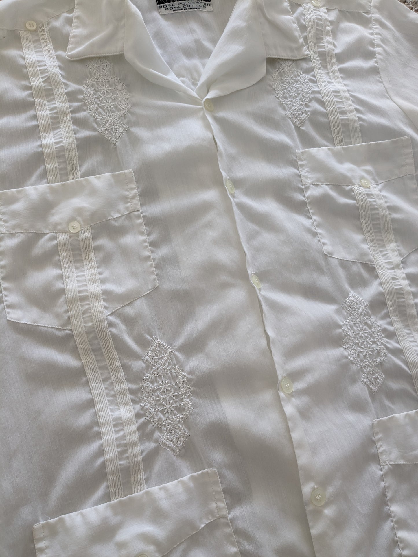 1970s embroidered white button down