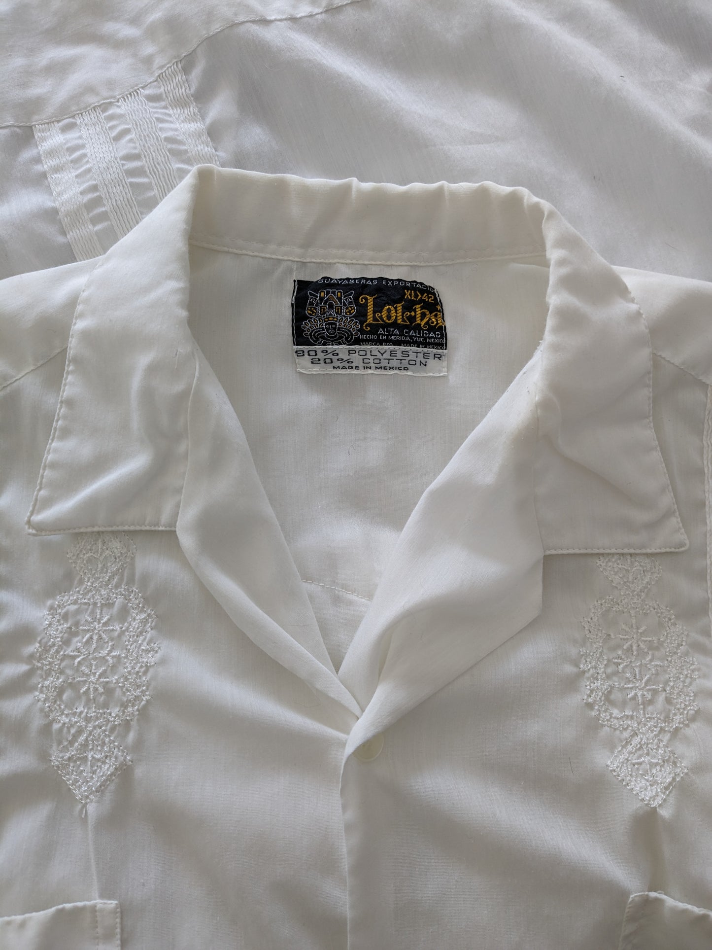 1970s embroidered white button down