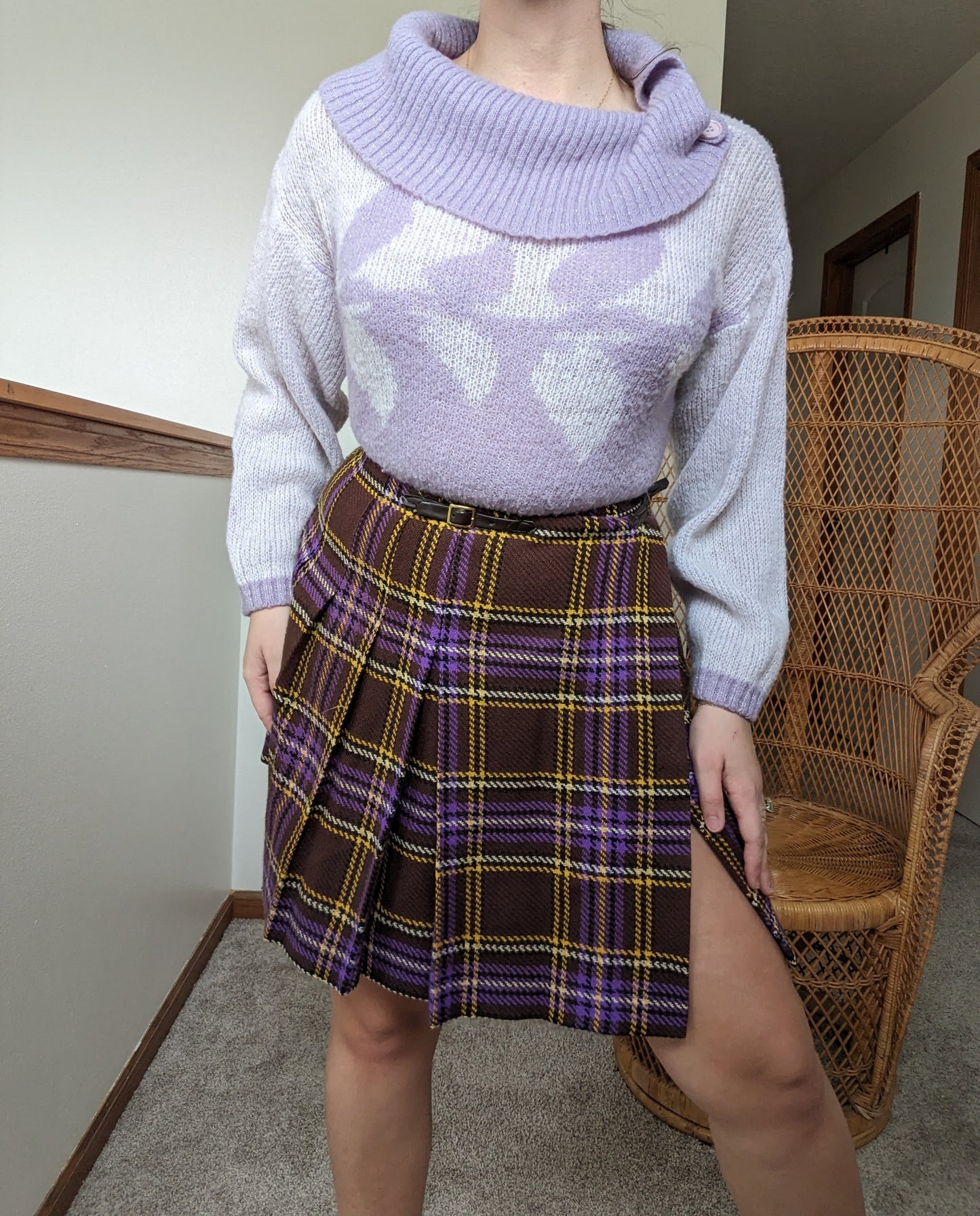 1980s lavender cowl sweater