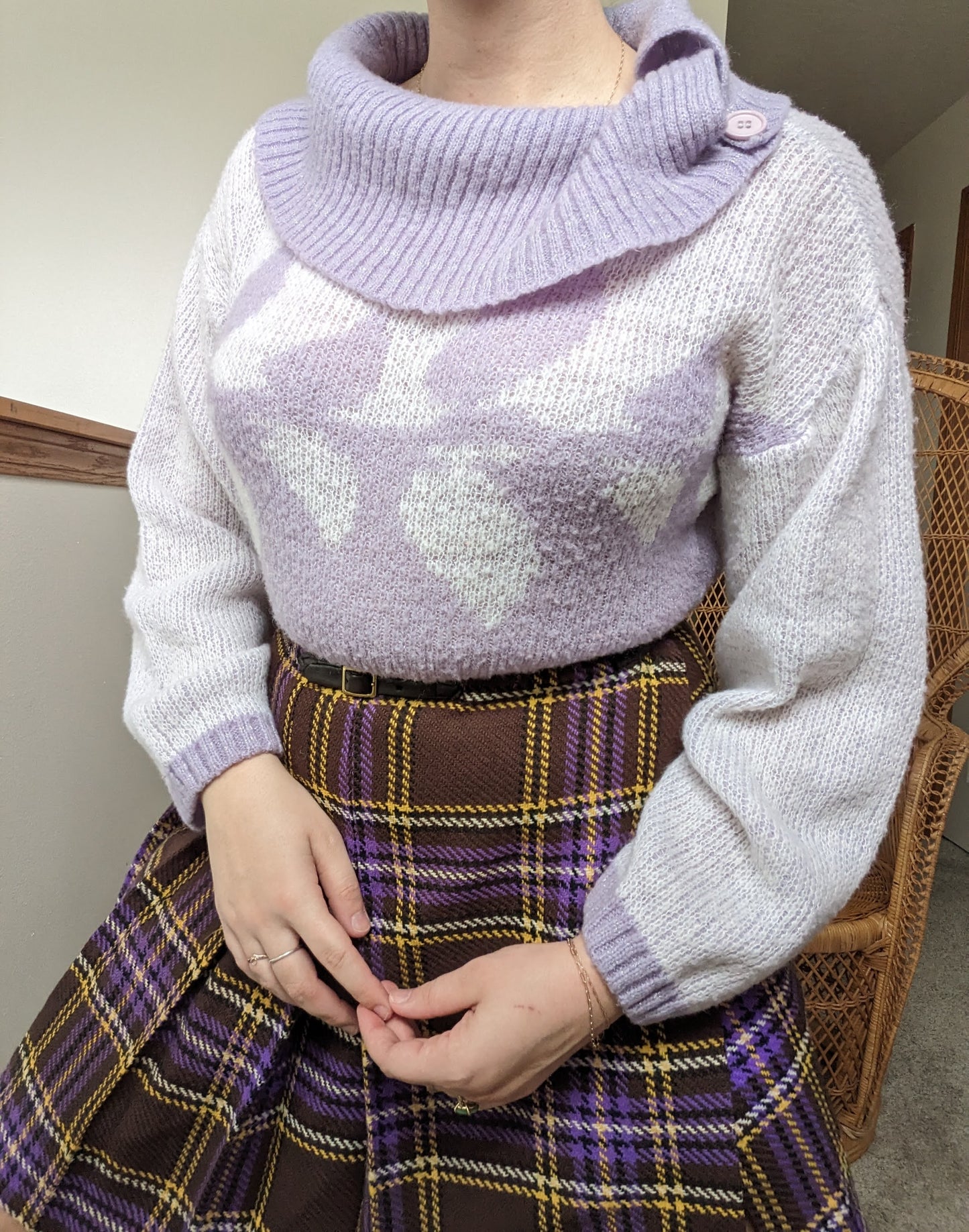 1980s lavender cowl sweater