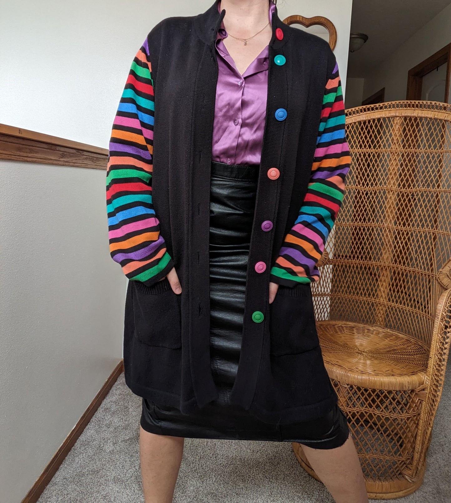 1990s Bob Mackie rainbow cardigan