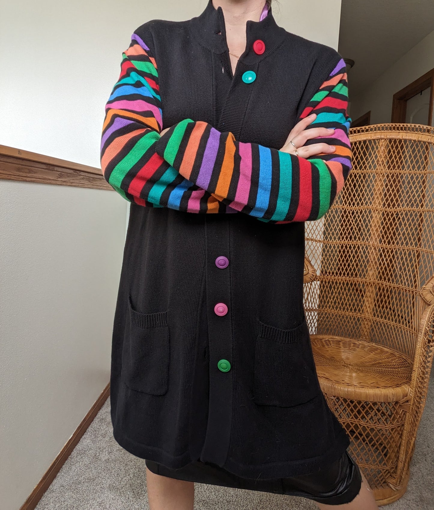 1990s Bob Mackie rainbow cardigan