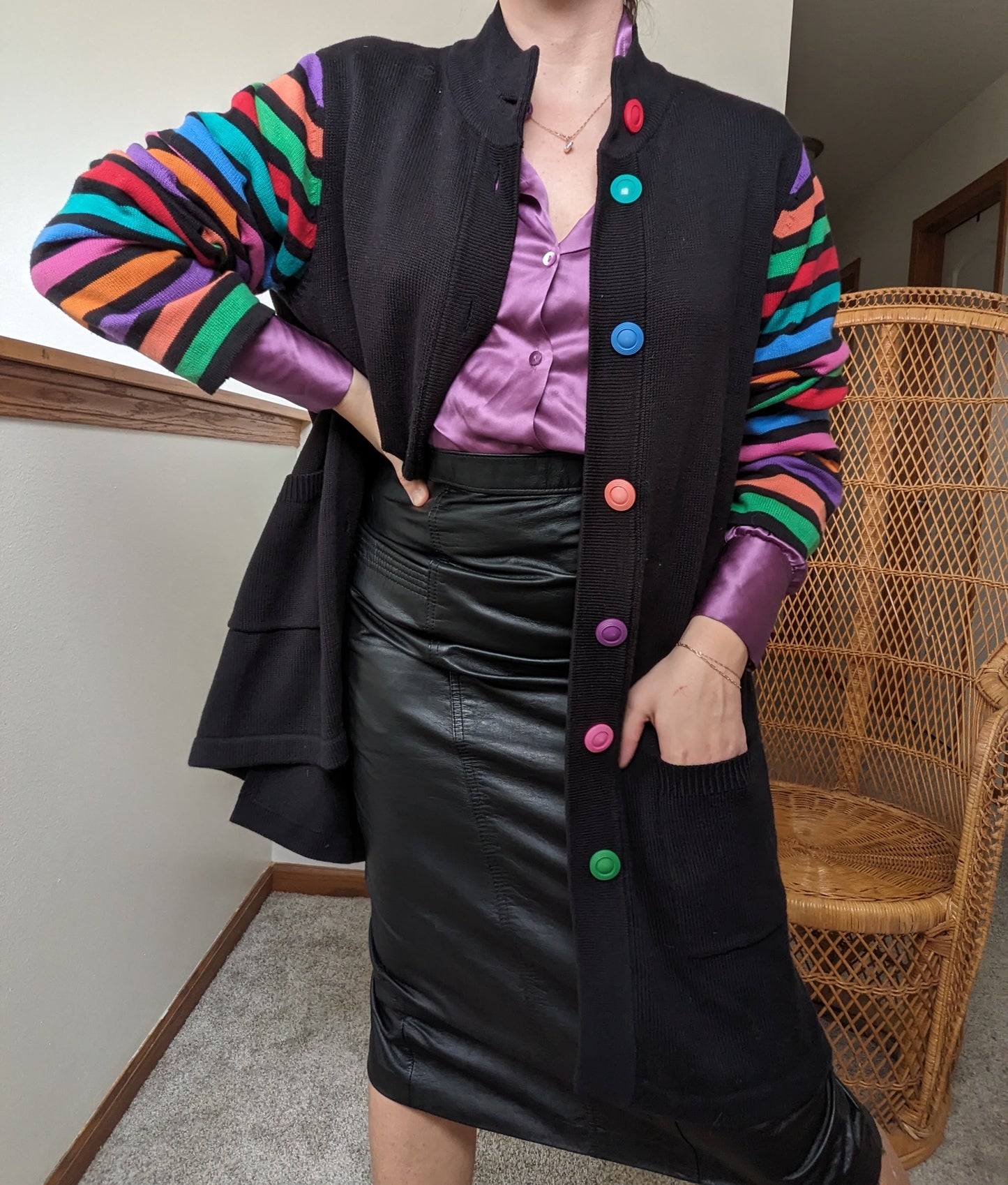 1990s Bob Mackie rainbow cardigan