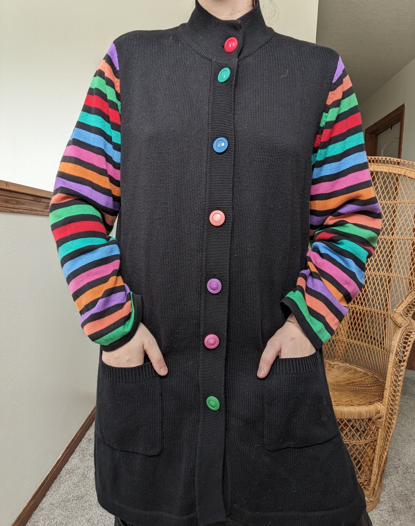 1990s Bob Mackie rainbow cardigan