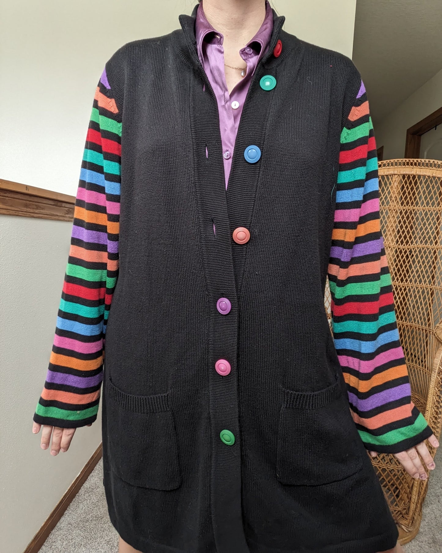 1990s Bob Mackie rainbow cardigan