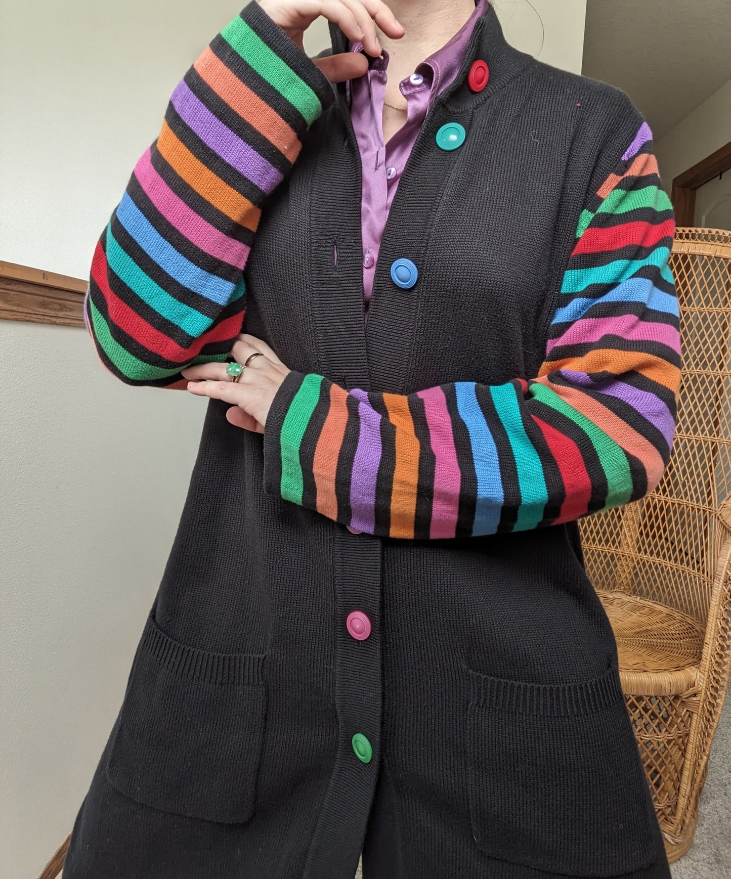 1990s Bob Mackie rainbow cardigan