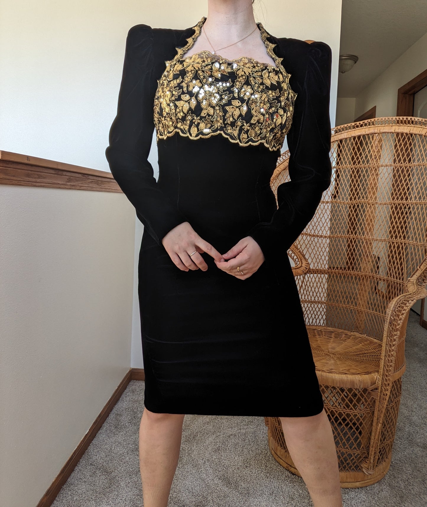 1980s velvet and sequin cocktail dress