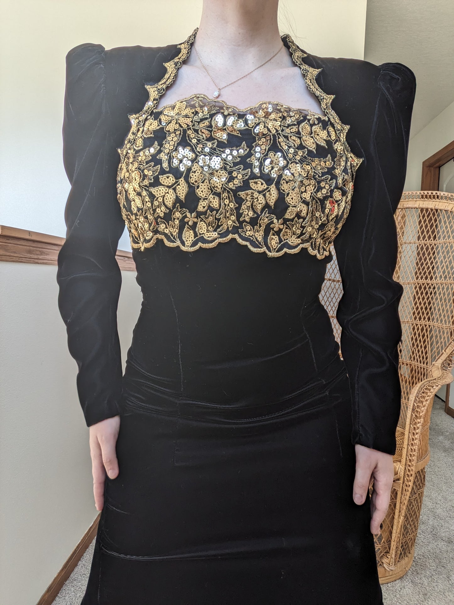 1980s velvet and sequin cocktail dress