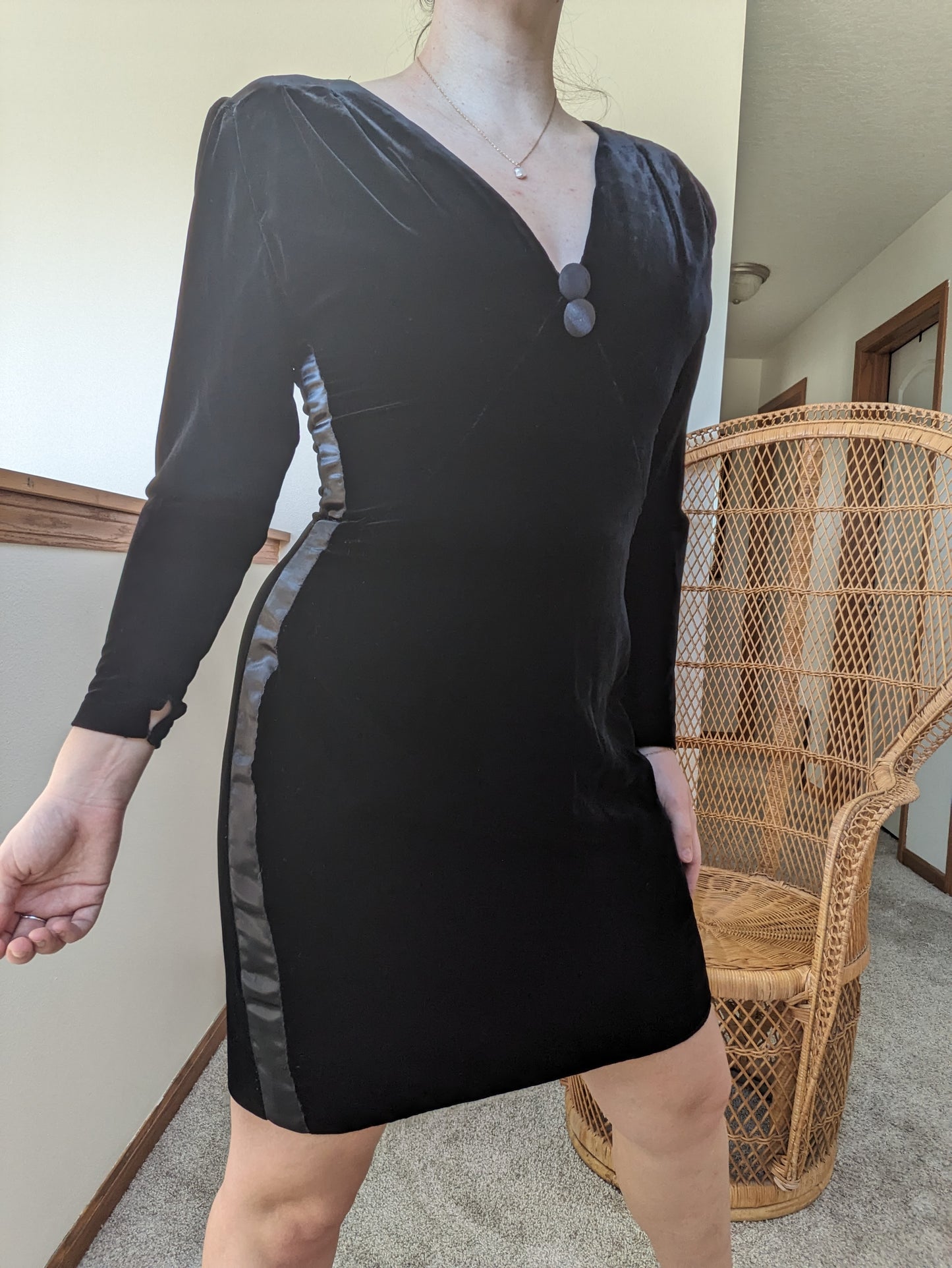 1960s black velvet cocktail dress