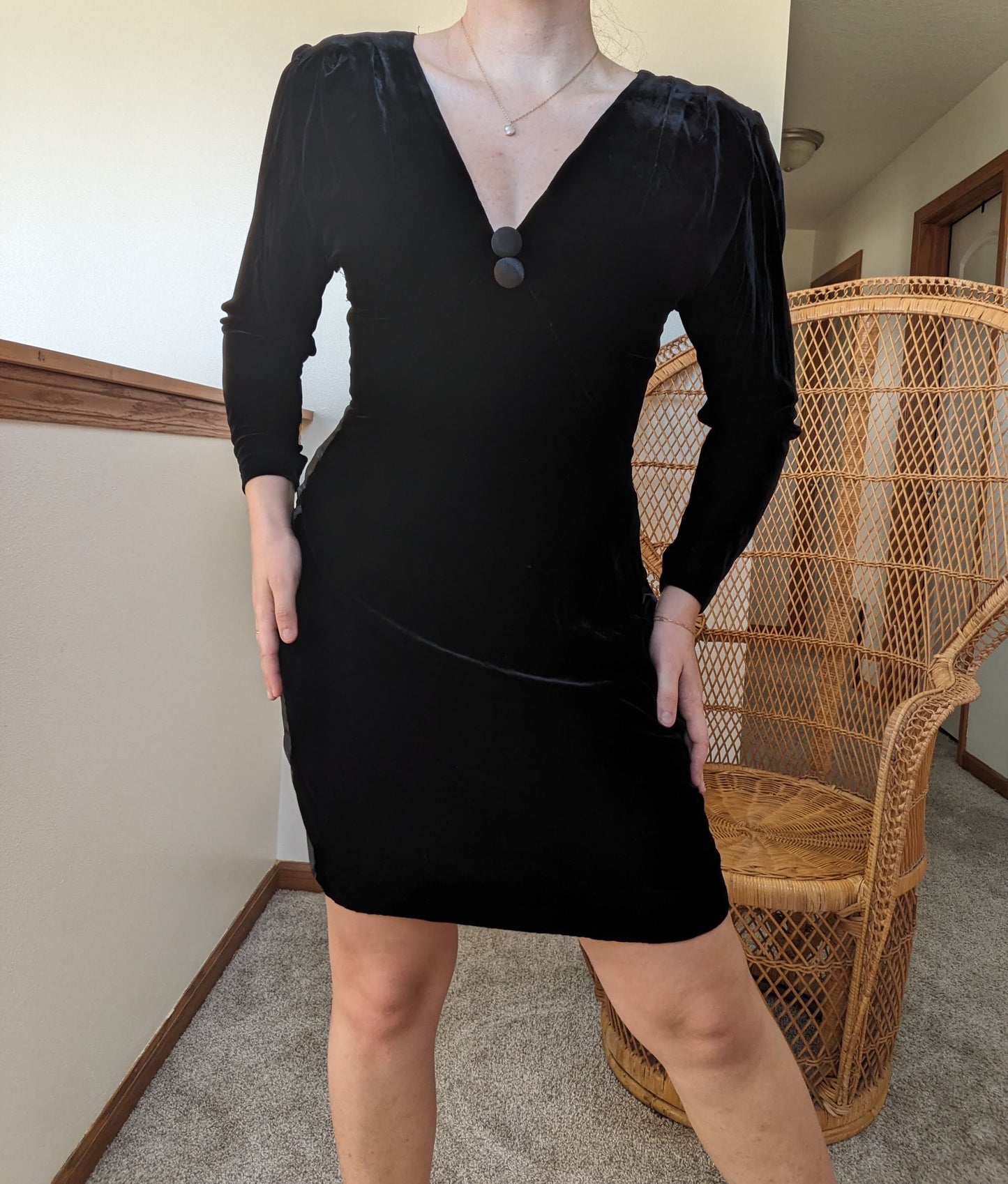 1960s black velvet cocktail dress