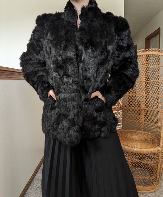 1980s black fur coat