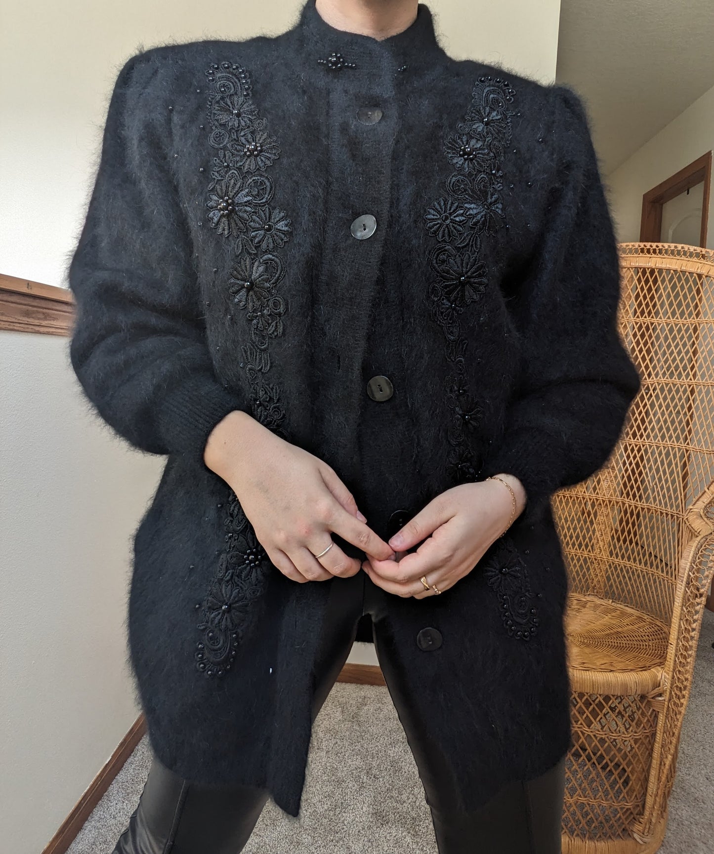 1980s furry cardigan sweater