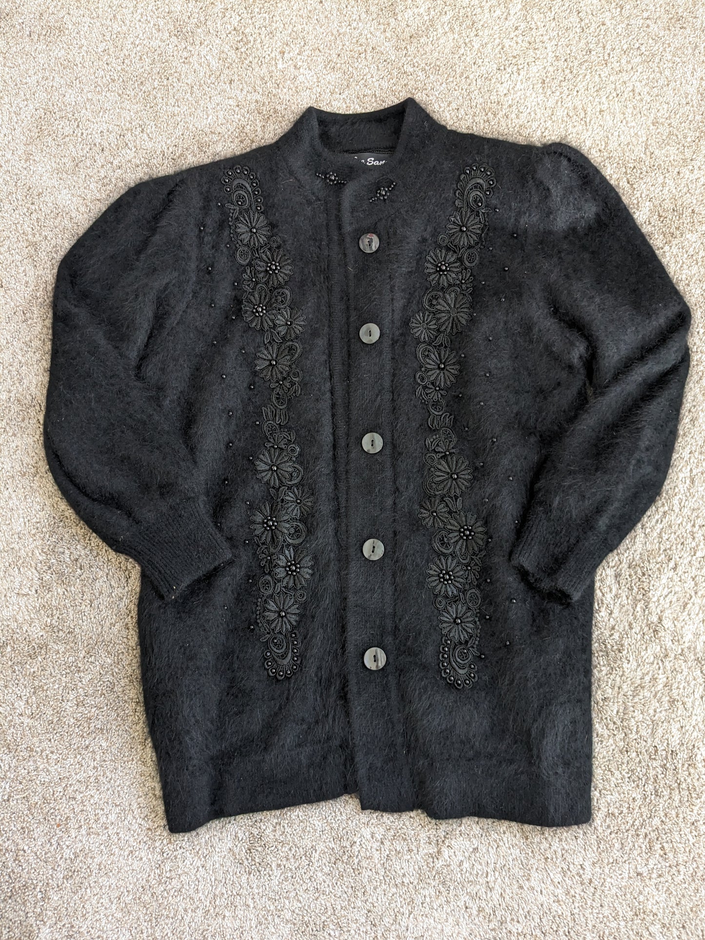 1980s furry cardigan sweater