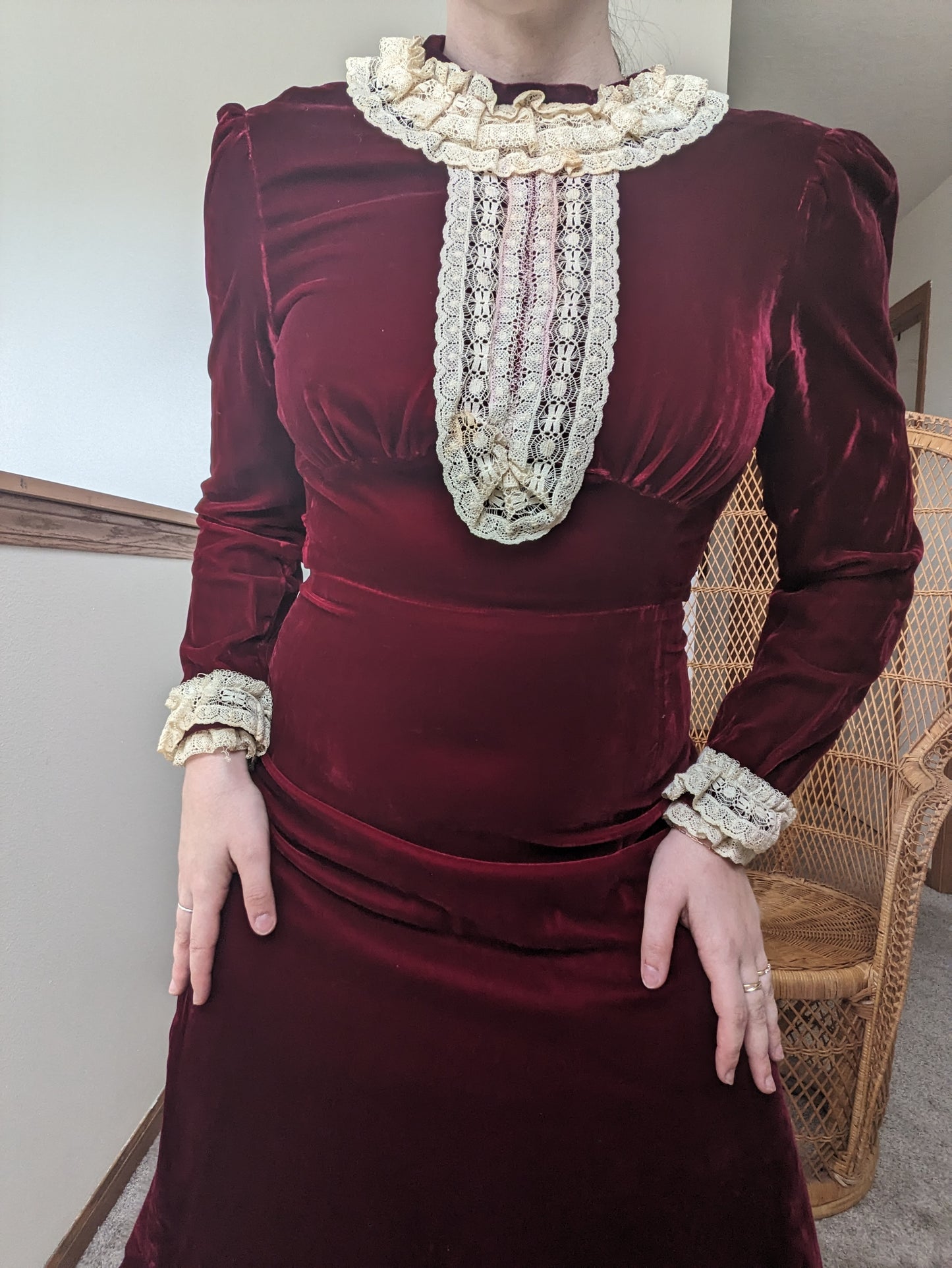 1930s velvet & lace dress