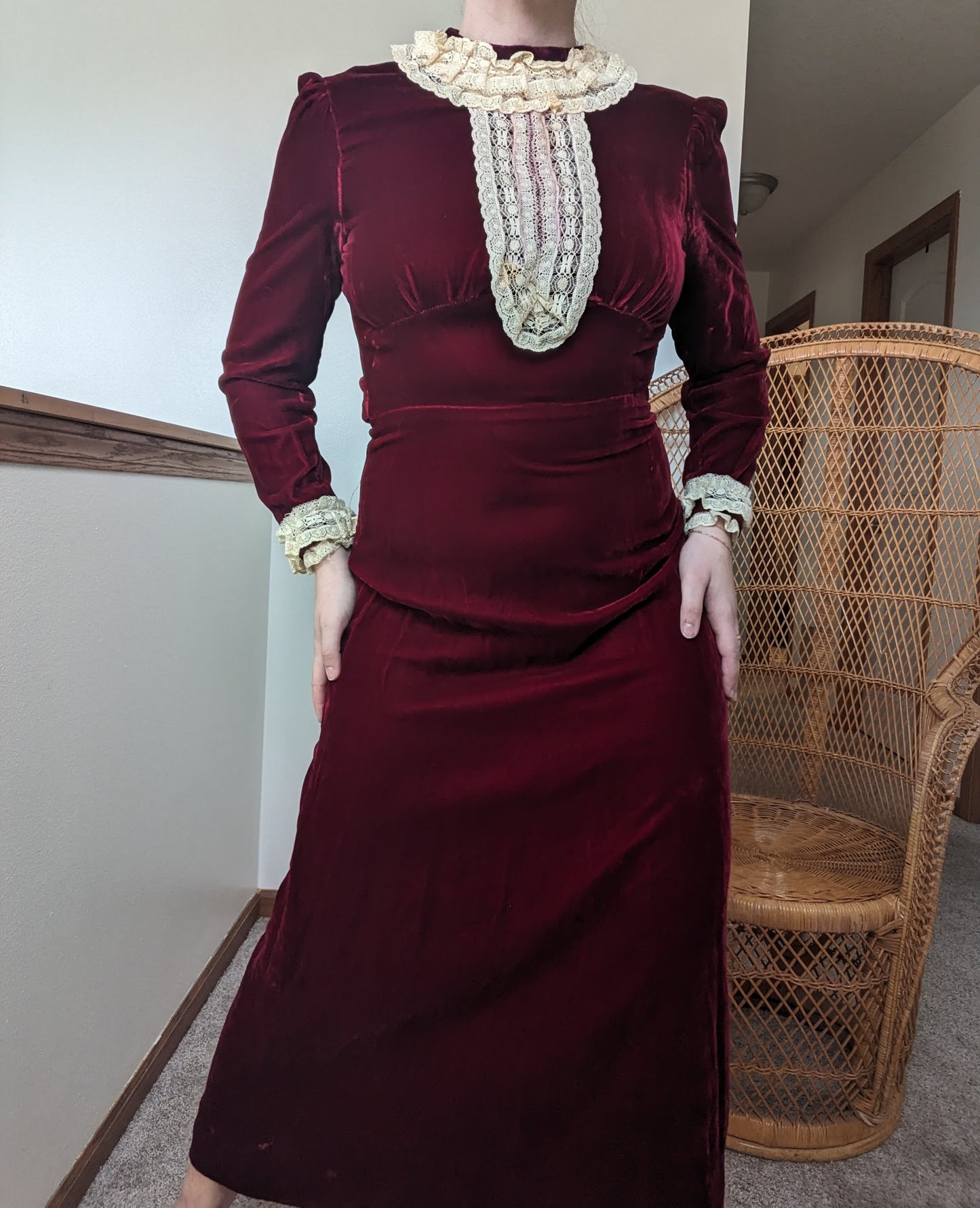 1930s velvet & lace dress