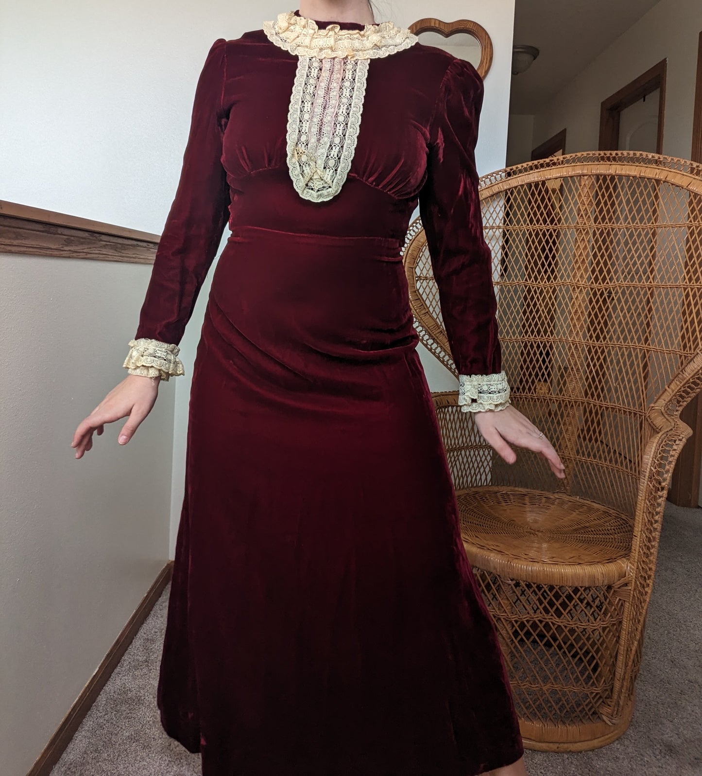 1930s velvet & lace dress