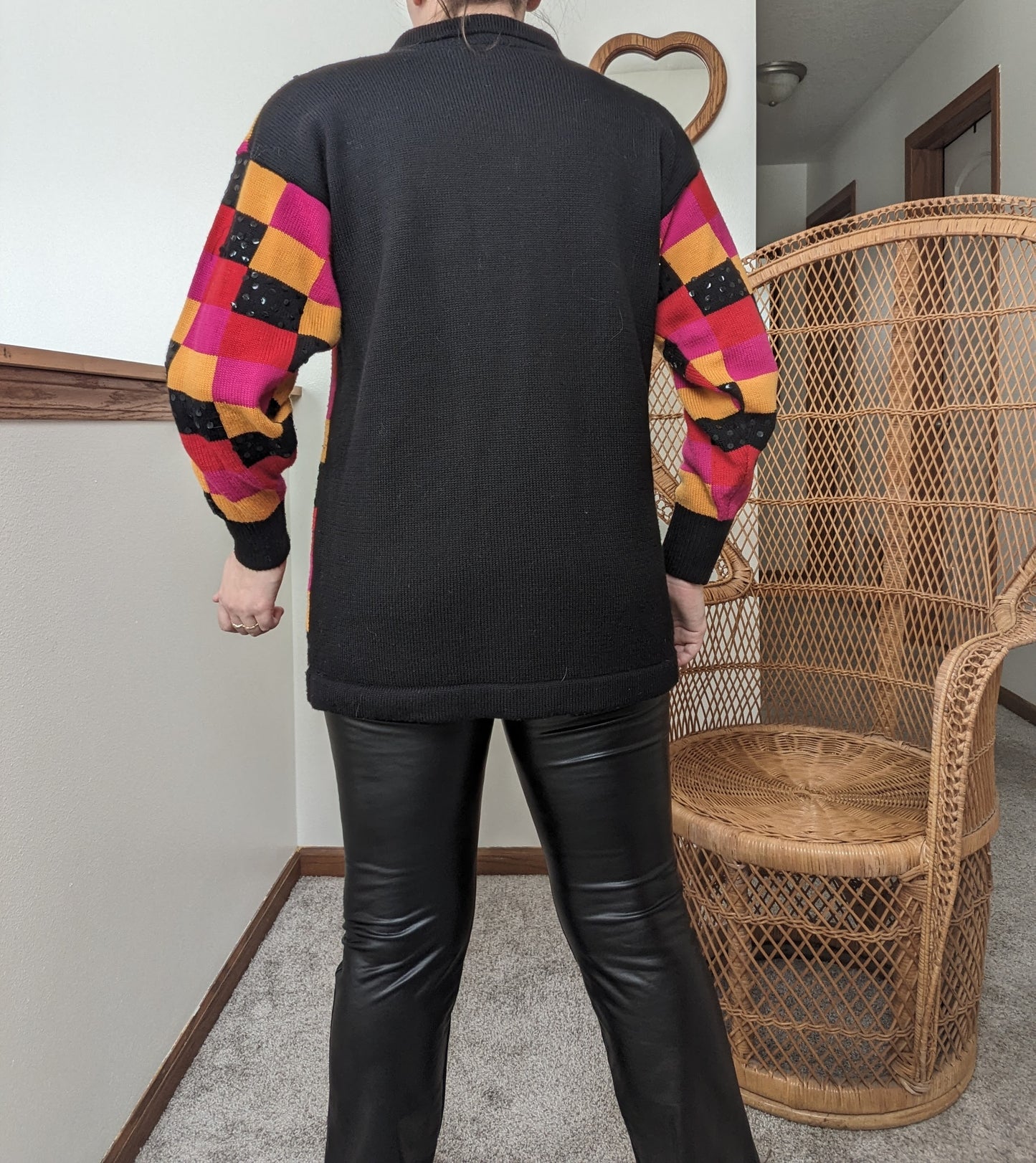 1980s checkered sequin sweater