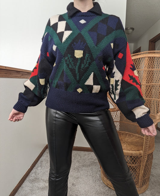 1980s geometric sweater