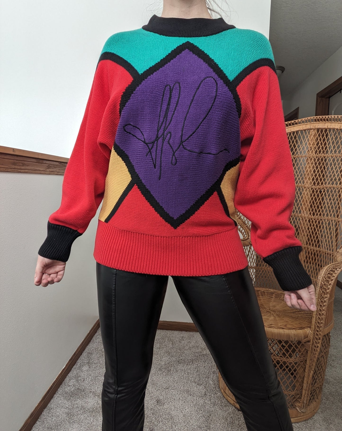 1980s Bloomingdale's color block sweater