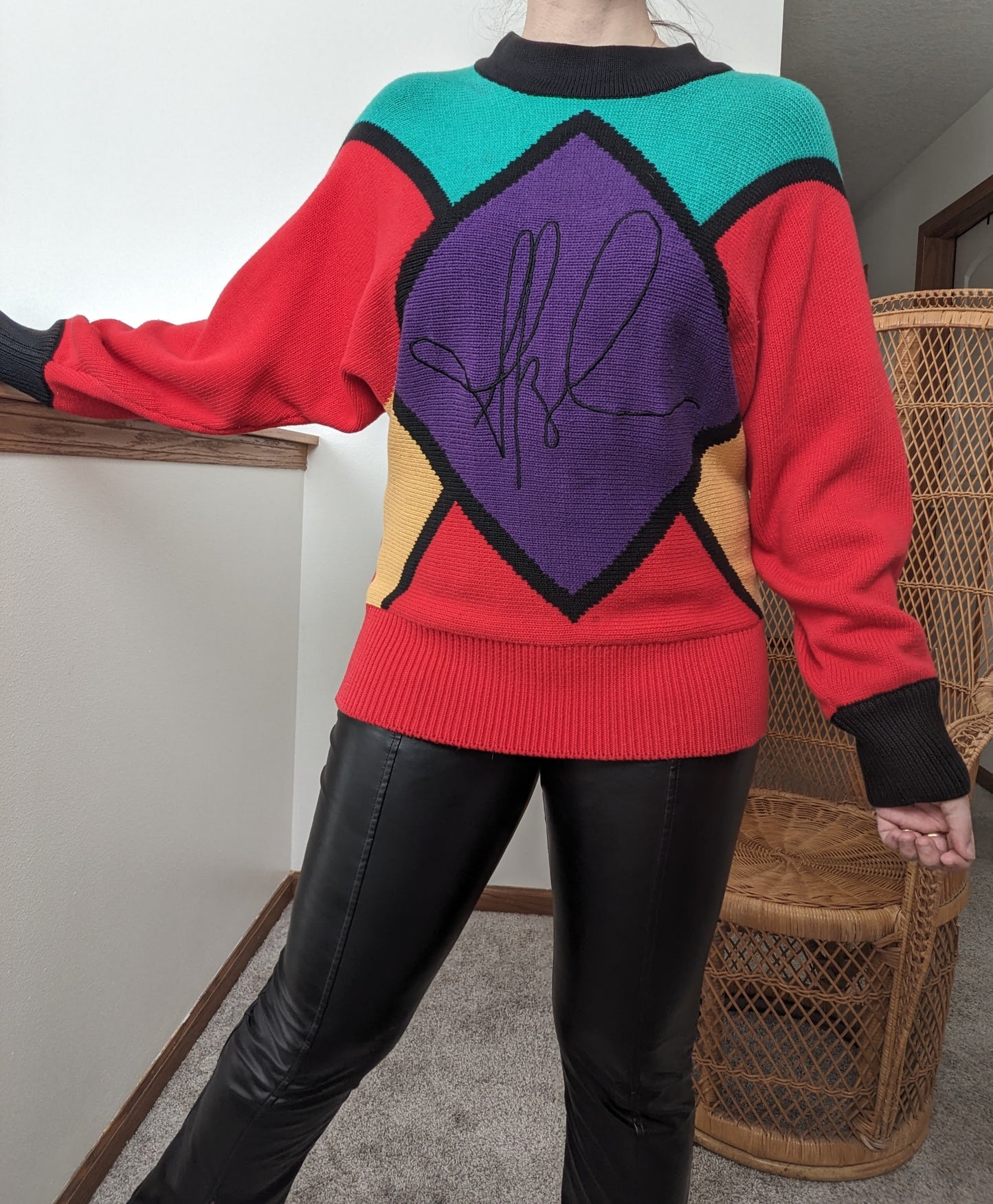 1980s Bloomingdale's color block sweater